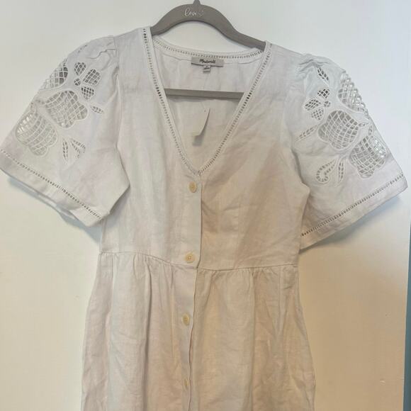 Madewell Cassie Button-Front Midi Dress in Linen White Size XS - Picture 5 of 9